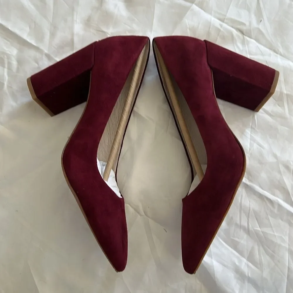 Kenneth Cole Margaux Pointed Toe Block Heel Pumps, size 8.5, color is Brick, NWT_4